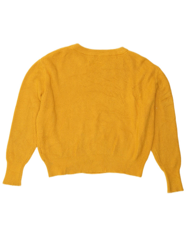 Zara Womens Oversized Crop Crew Neck Jumper Sweater UK 10 Small Yellow