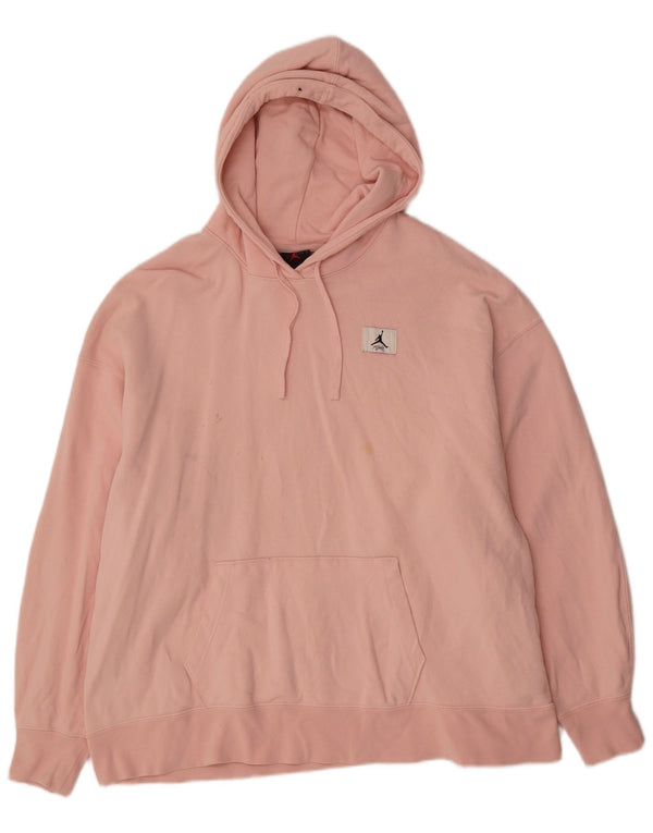 Jordan Mens Oversized Hoodie Jumper Medium Pink Cotton