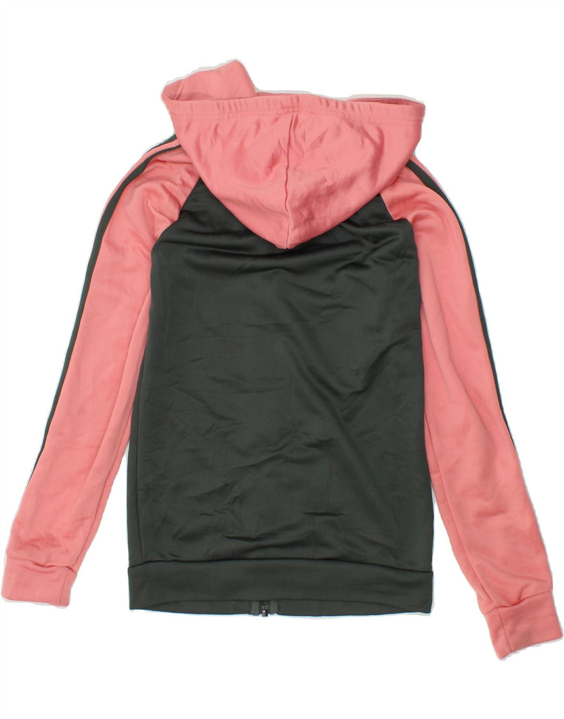 ADIDAS Womens Zip Hoodie Sweater UK 8/10 Small Grey Colourblock Polyester Vintage Adidas and Second-Hand Adidas from Messina Hembry 
