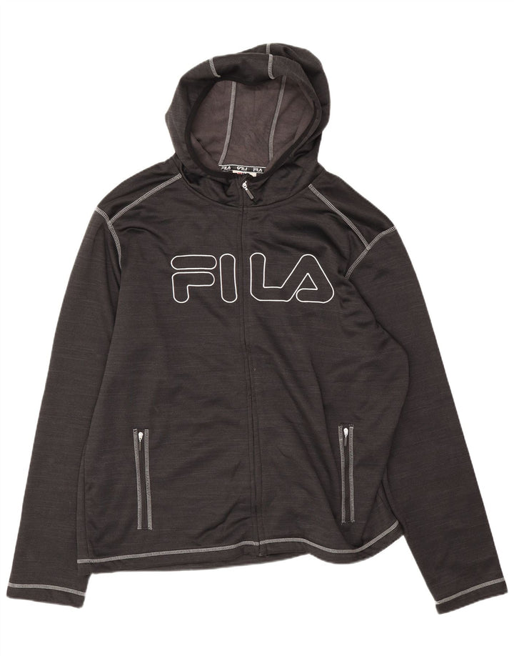 Fila Mens Graphic Zip Hoodie Sweater 2XL Black Polyester