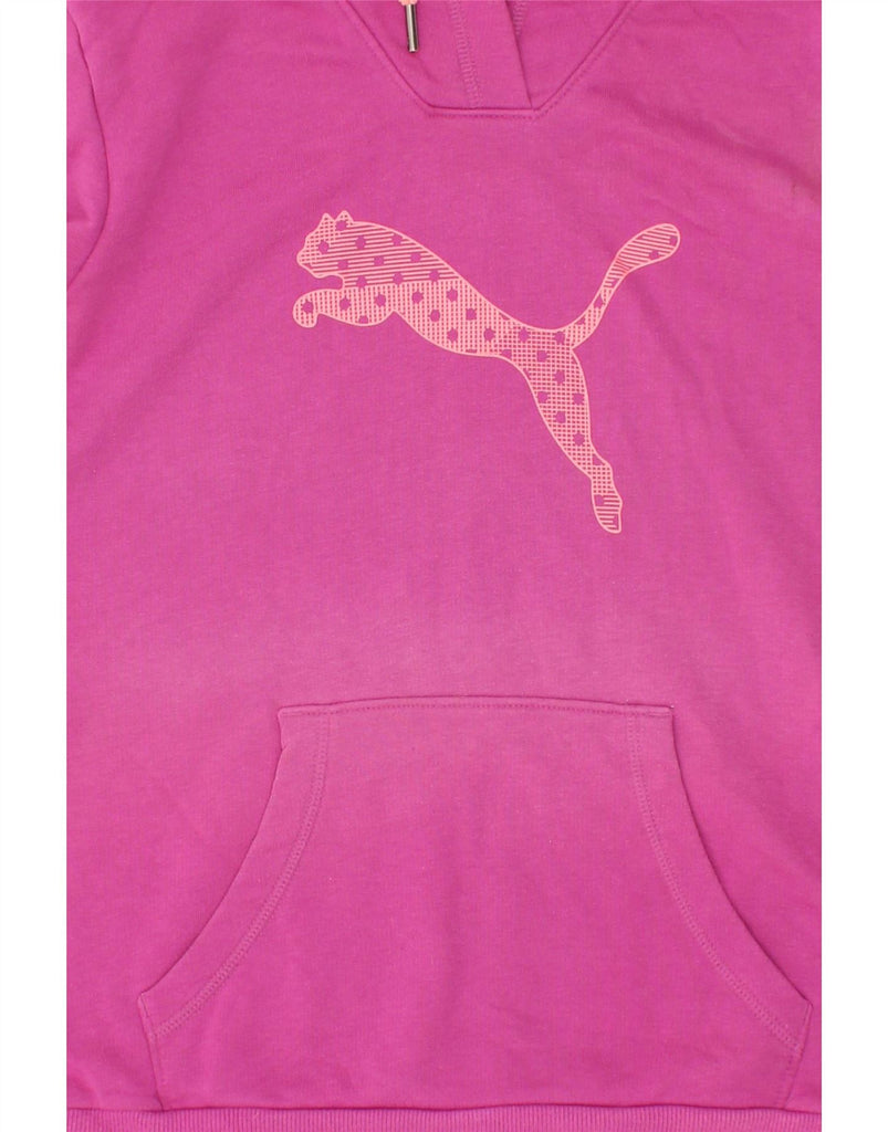 PUMA Womens Graphic Hoodie Jumper UK 14 Large  Pink Cotton Vintage Puma and Second-Hand Puma from Messina Hembry 