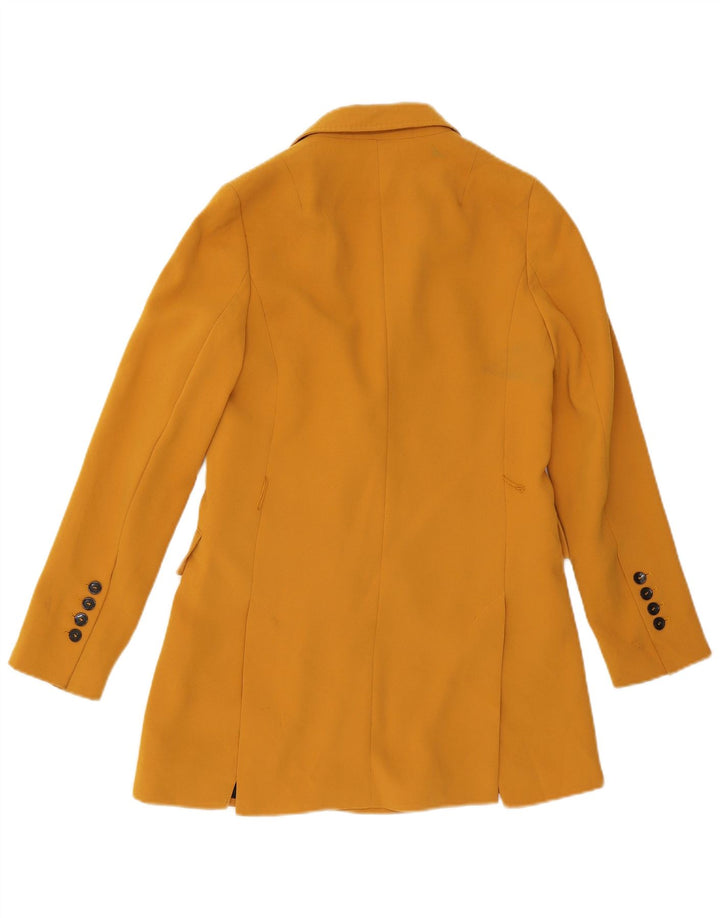 Zara Womens Oversized Double Breasted Coat UK 6 XS Yellow Polyester