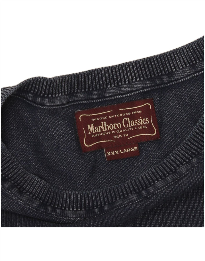 Marlboro Classics Mens Crew Neck Jumper Sweater 3XL Navy Blue