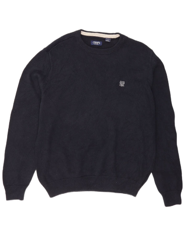 Chaps Mens Boat Neck Jumper Sweater XL Navy Blue Cotton