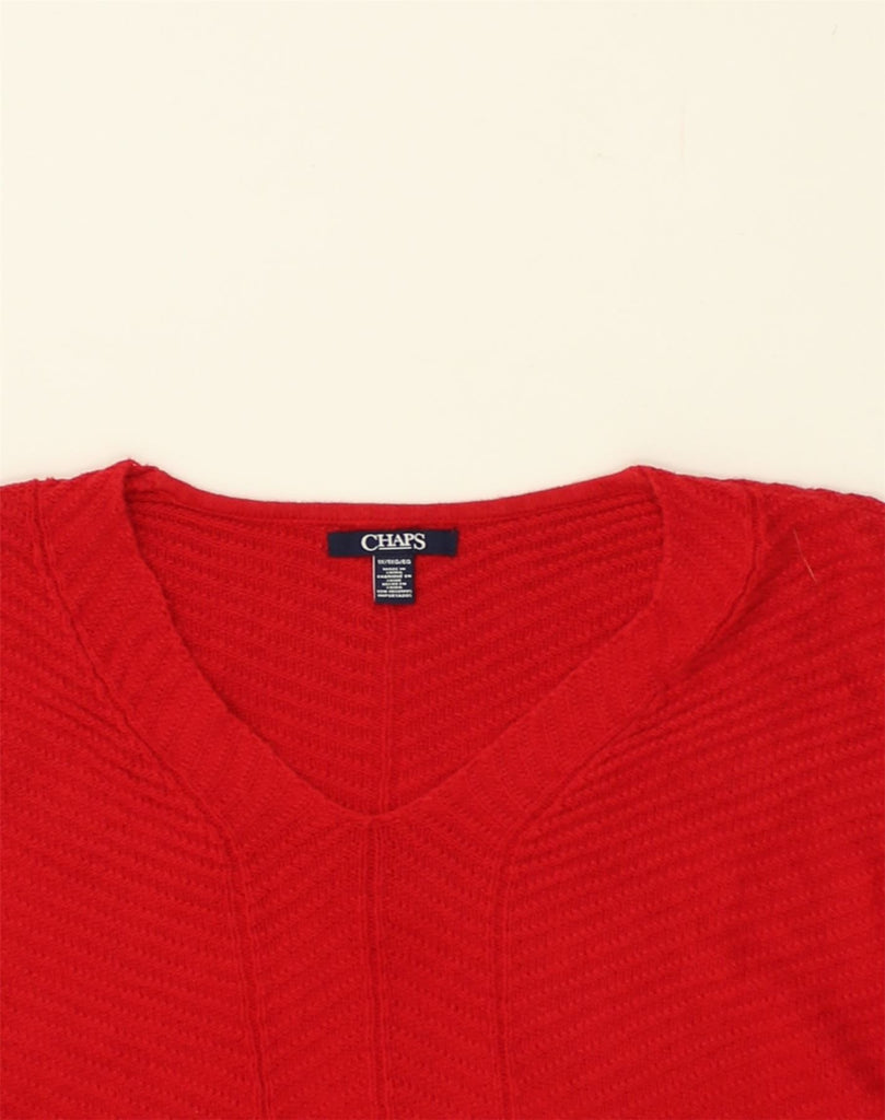 CHAPS Womens Oversized V-Neck Jumper Sweater UK 18 XL Red Cotton | Vintage Chaps | Thrift | Second-Hand Chaps | Used Clothing | Messina Hembry 