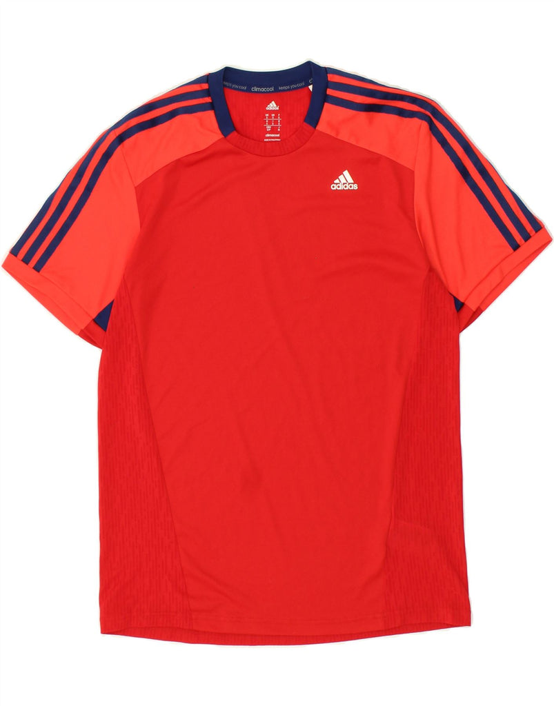 ADIDAS Mens Climacool Graphic T-Shirt Top Small Red Colourblock Polyester | Vintage Adidas | Thrift | Second-Hand Adidas | Used Clothing | Messina Hembry 