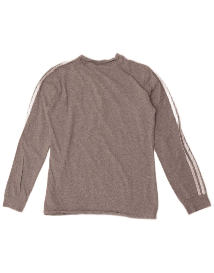 Adidas Womens Top Long Sleeve UK 12 Medium Grey Cotton