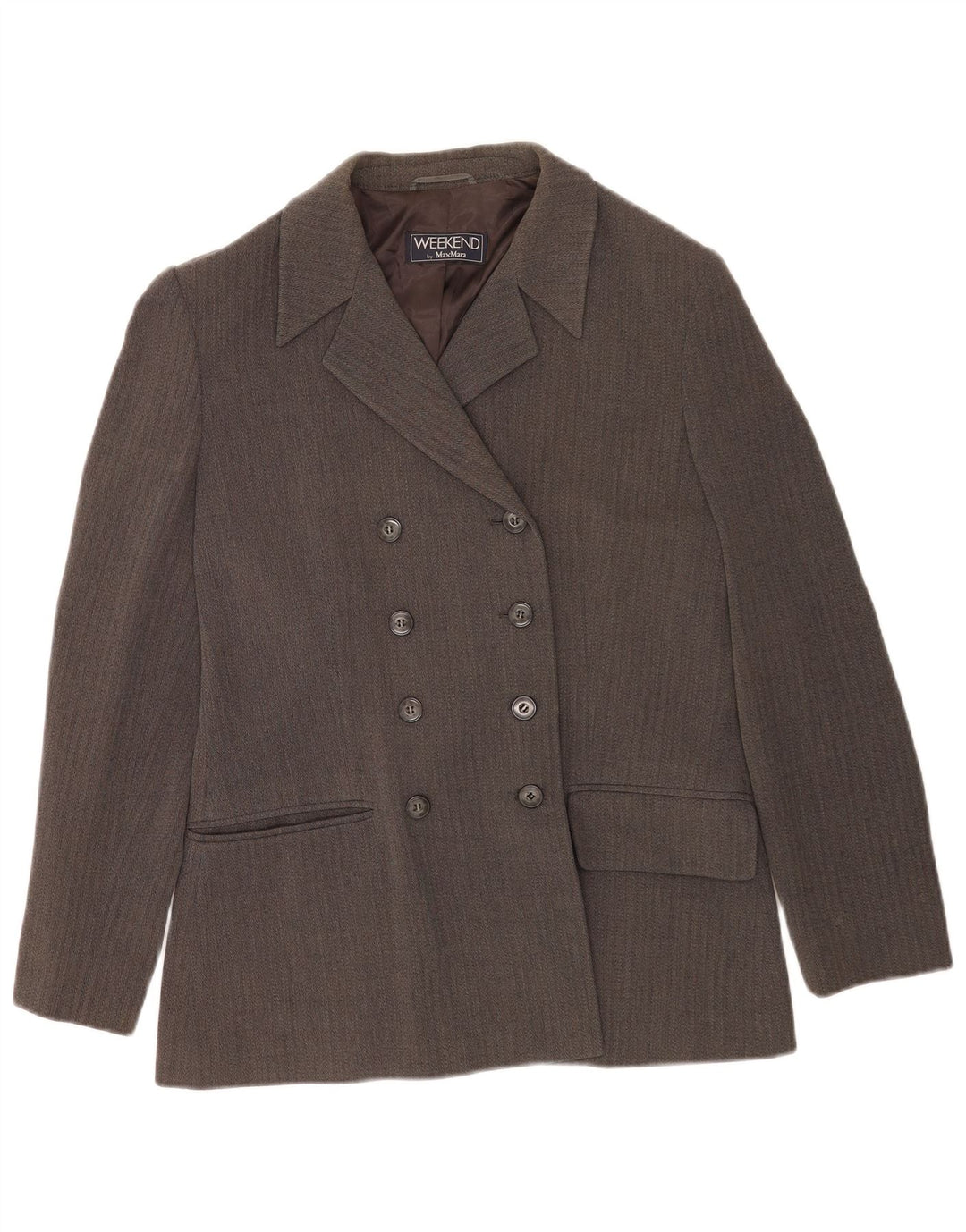 Max Mara Womens Weekend Blazer Jacket UK 16 Large Grey Chevron