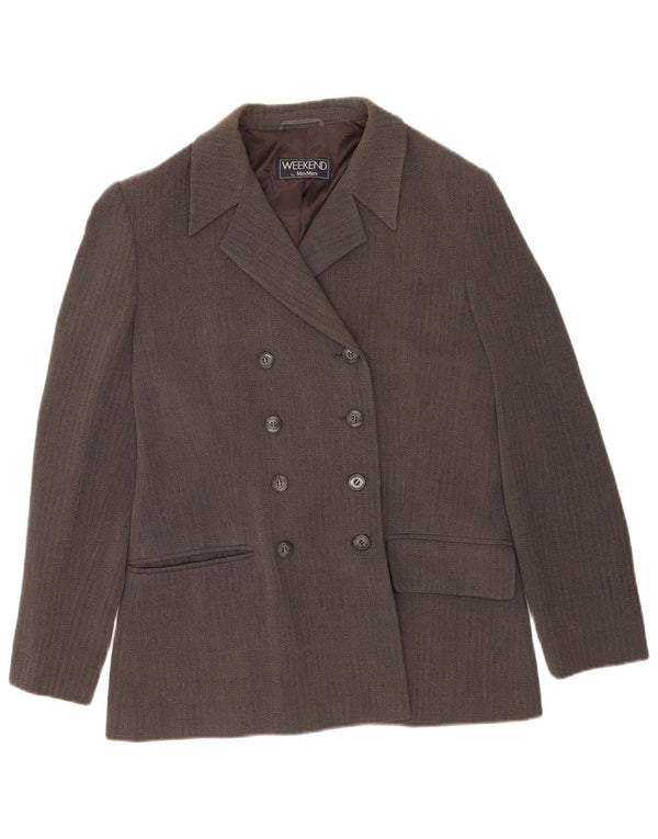 Max Mara Womens Weekend Blazer Jacket UK 16 Large Grey Chevron