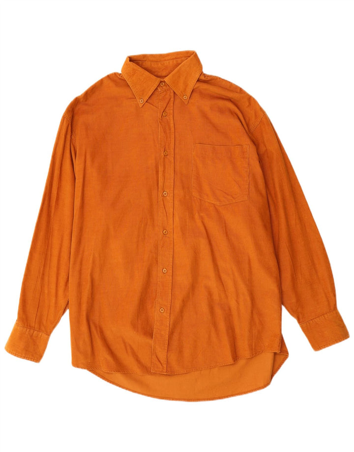 Basic Mens Corduroy Shirt Medium Orange Cotton