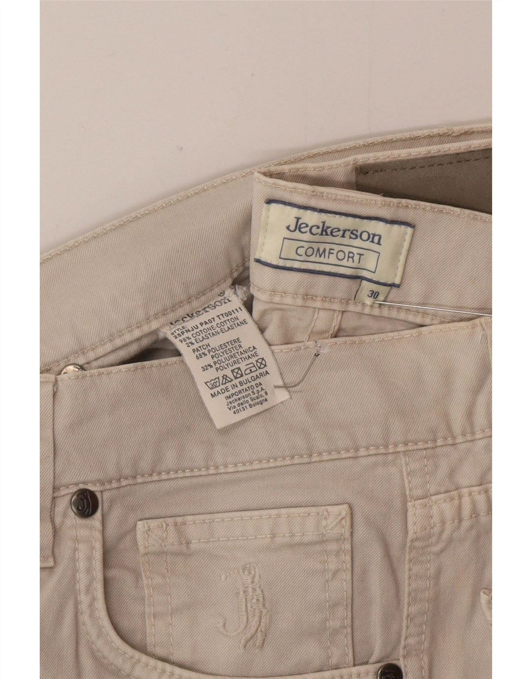 Jeckerson Mens Slim Jeans W30 L30 Beige Cotton