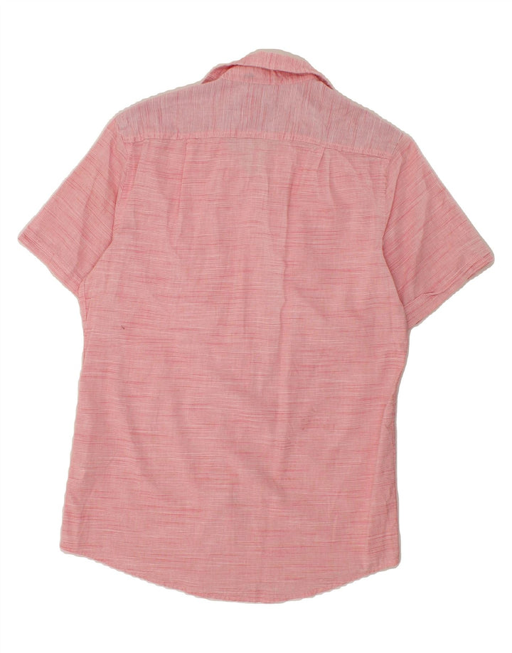 IZOD Mens Short Sleeve Shirt Small Pink Pinstripe Cotton Vintage Izod and Second-Hand Izod from Messina Hembry 