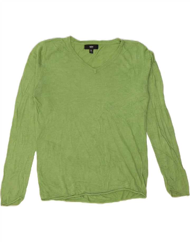 MOSSIMO Womens V-Neck Jumper Sweater UK 18 XL Green Nylon Vintage Mossimo and Second-Hand Mossimo from Messina Hembry 