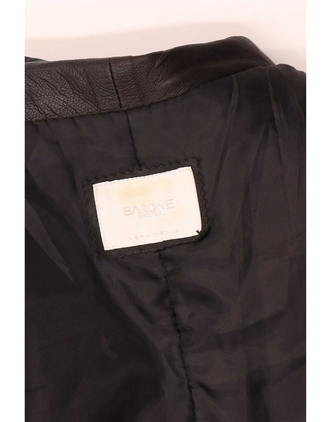 Barone Mens Leather Coat UK 36 Small Black