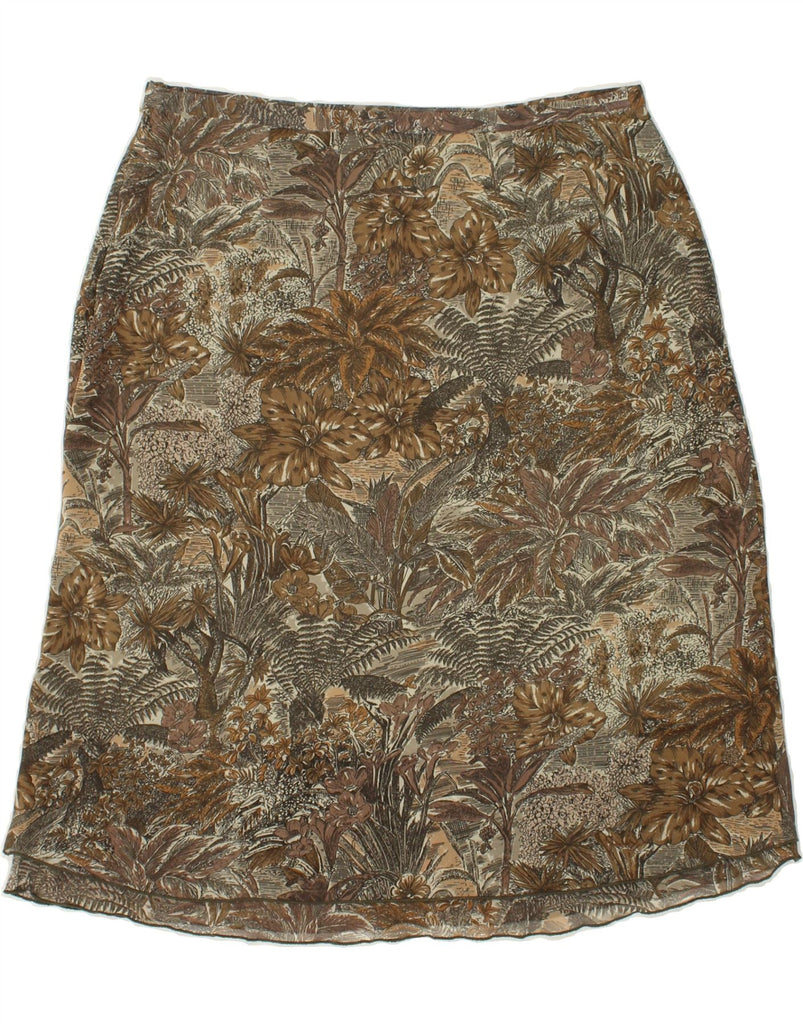 BIAGGINI Womens Straight Skirt IT 44 Medium W26  Brown Floral Polyester | Vintage Biaggini | Thrift | Second-Hand Biaggini | Used Clothing | Messina Hembry 