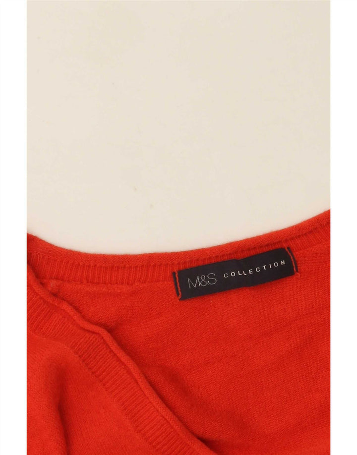 Marks & Spencer Womens V-Neck Jumper Sweater UK 10 Small Orange