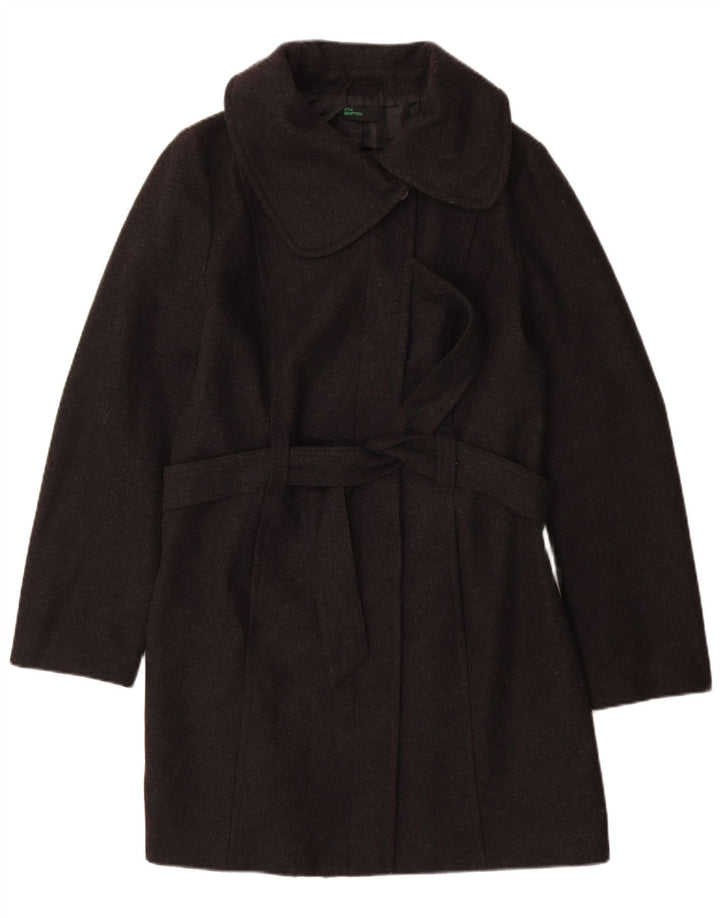 BENETTON Womens Overcoat IT 46 Large Grey Wool