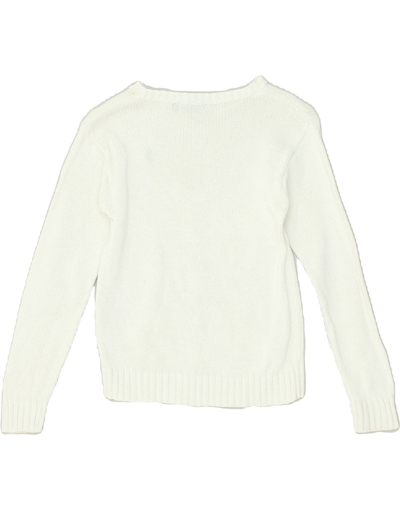 POLO RALPH LAUREN Girls Boat Neck Jumper Sweater 6-7 Years White Cotton | Vintage Polo Ralph Lauren | Thrift | Second-Hand Polo Ralph Lauren | Used Clothing | Messina Hembry 