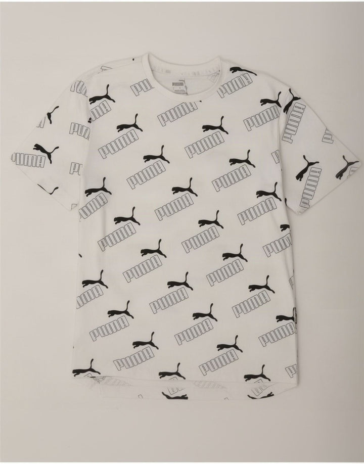Puma Mens Graphic T-Shirt Top Small White Cotton