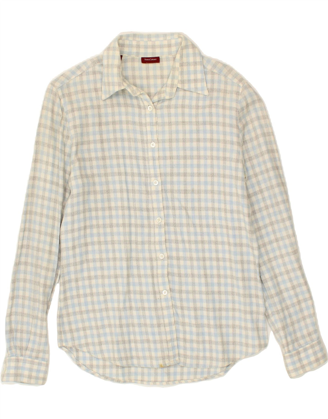 HENRY COTTONS Womens Flannel Shirt IT 46 Large Blue Check Cotton Vintage Henry Cottons and Second-Hand Henry Cottons from Messina Hembry 