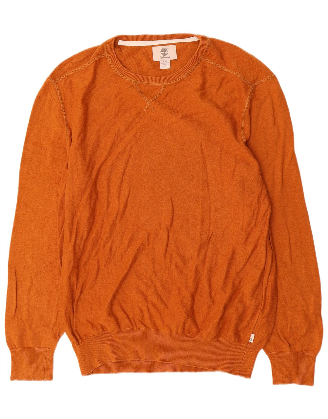 Timberland Mens Regular Fit Crew Neck Jumper Sweater Large Orange Cotton
