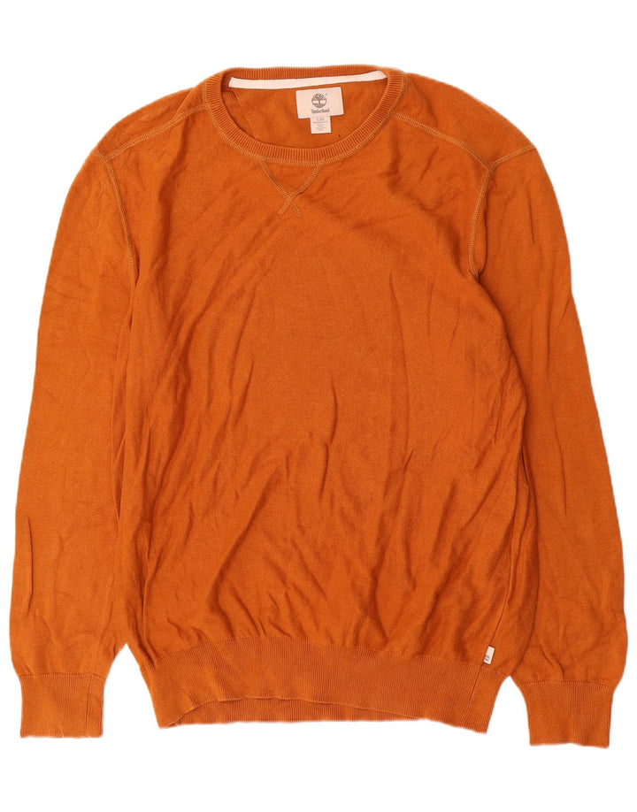 Timberland Mens Regular Fit Crew Neck Jumper Sweater Large Orange Cotton