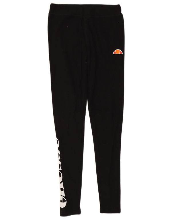 Ellesse Womens Graphic Leggings UK 10 Small Black Cotton