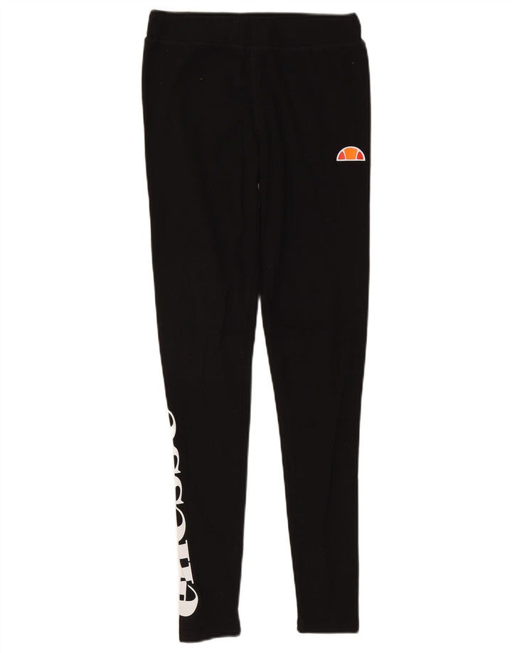 Ellesse Womens Graphic Leggings UK 10 Small Black Cotton