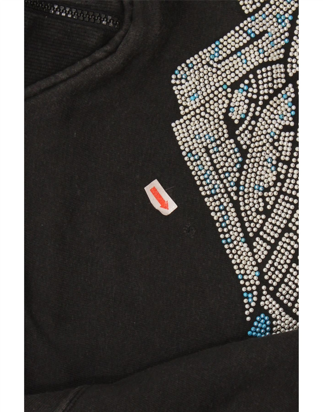 NORTONS Womens Graphic Zip Neck Sweatshirt Jumper UK 14 Medium Black