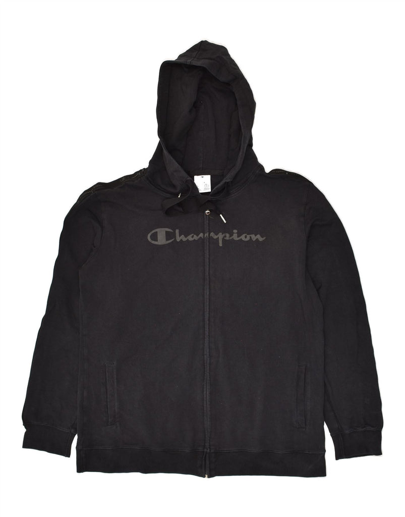 CHAMPION Mens Graphic Zip Hoodie Sweater Large Black Cotton | Vintage Champion | Thrift | Second-Hand Champion | Used Clothing | Messina Hembry 