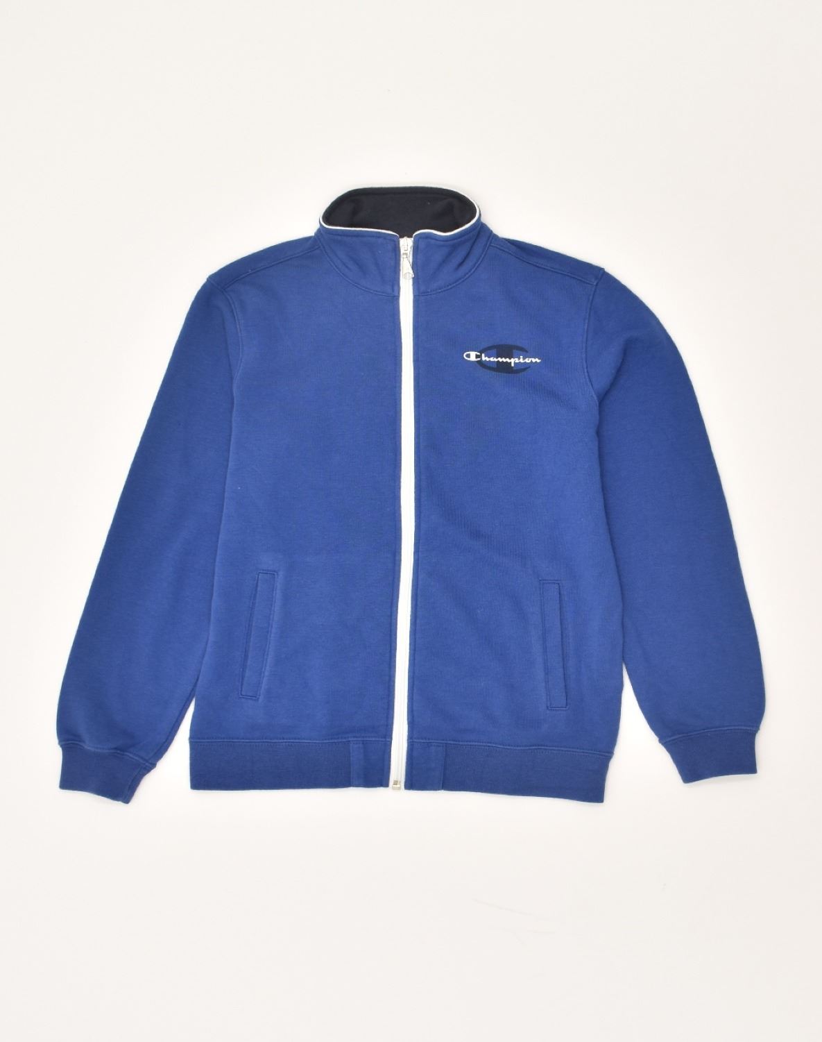 CHAMPION Boys Tracksuit Top Jacket 9-10 Years Medium Blue Cotton