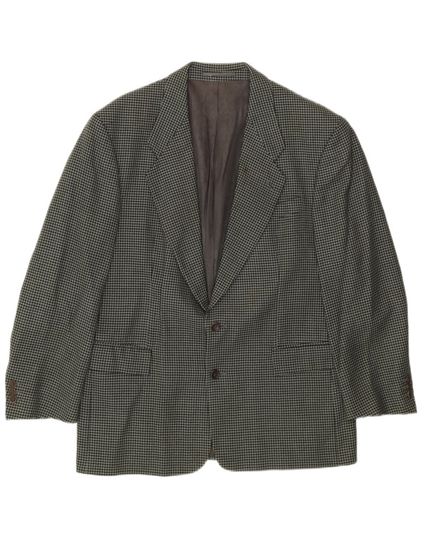 Hugo Boss Mens Blazer Jacket IT 50 Large Green Houndstooth New Wool