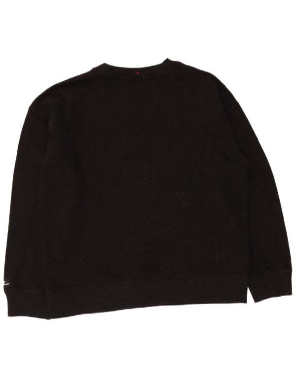 Dkny Womens Loose Fit Graphic Sweatshirt Jumper UK 12 Medium Black Cotton