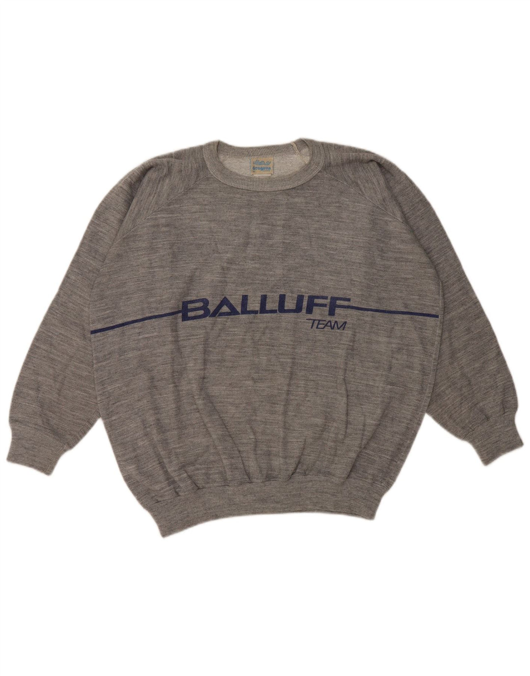 Vintage Mens Graphic Sweatshirt Jumper Medium Grey Flecked Cotton