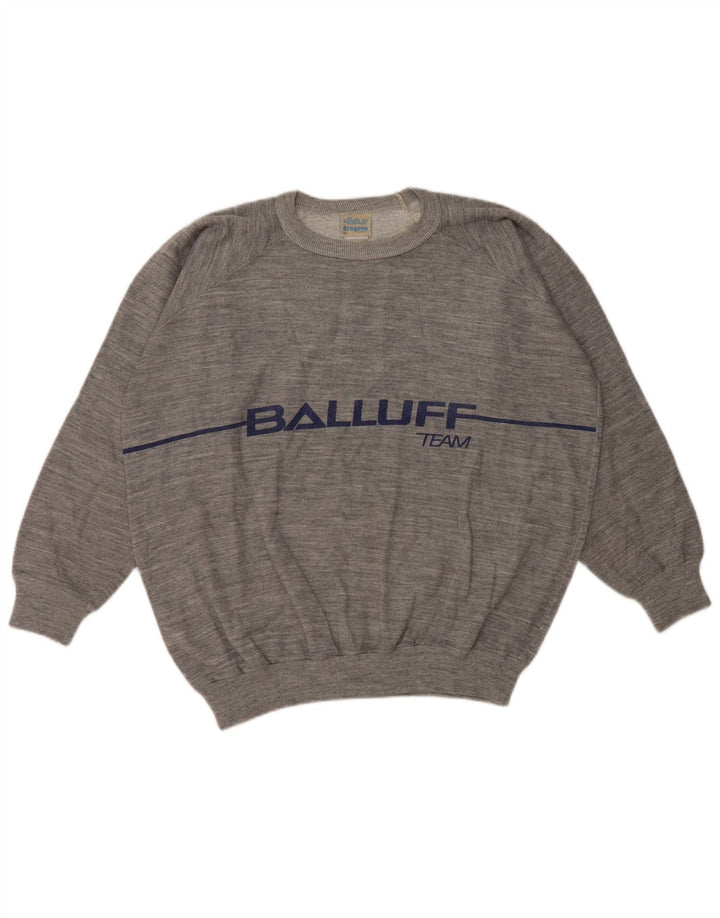 Vintage Mens Graphic Sweatshirt Jumper Medium Grey Flecked Cotton