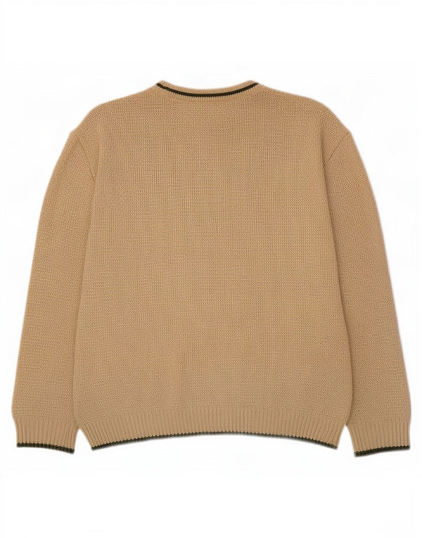 Vintage Mens Crew Neck Jumper Sweater Small Beige