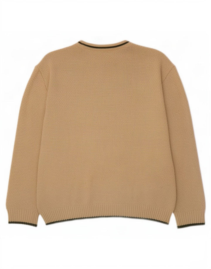 Vintage Mens Crew Neck Jumper Sweater Small Beige