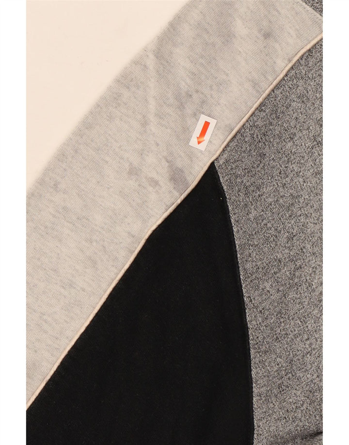 CHAMPION Mens Zip Neck Sweatshirt Jumper Large Grey Colourblock Cotton