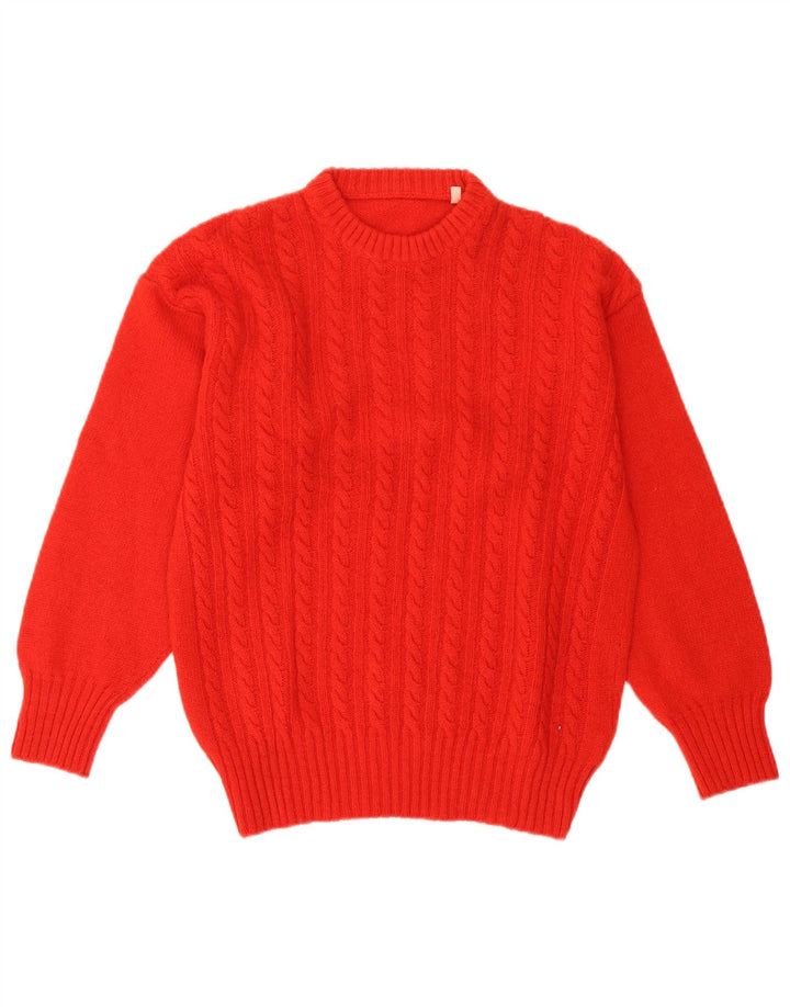 Vintage Womens Oversized Crew Neck Jumper Sweater UK 10 Small Red Wool