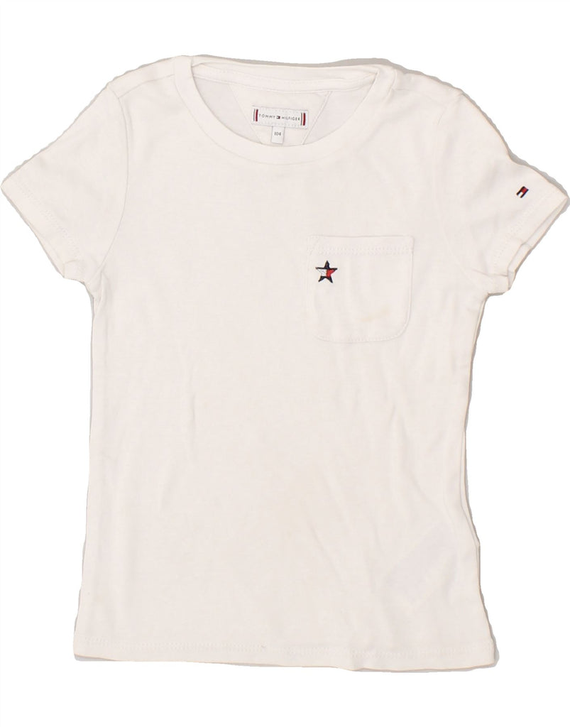 TOMMY HILFIGER Girls T-Shirt Top 3-4 Years White Cotton | Vintage Tommy Hilfiger | Thrift | Second-Hand Tommy Hilfiger | Used Clothing | Messina Hembry 