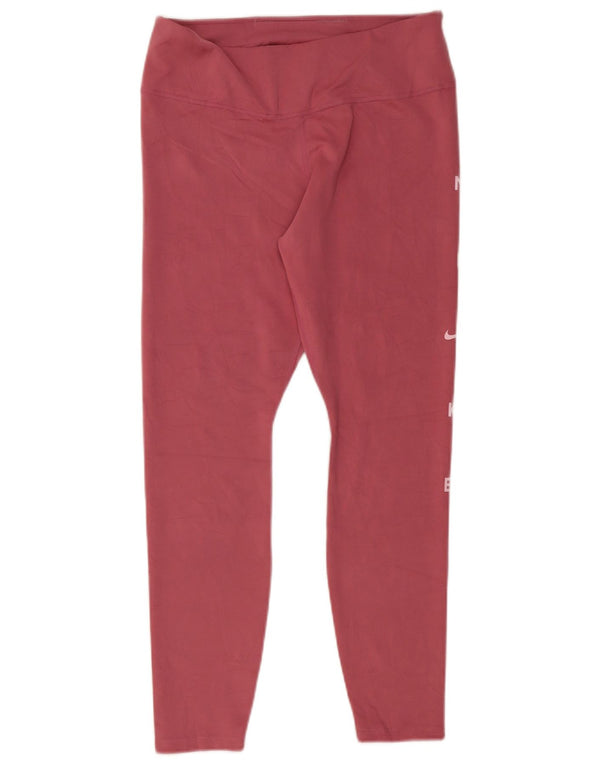 Nike Womens Dri Fit Graphic Leggings UK 14 Large  Pink Polyester