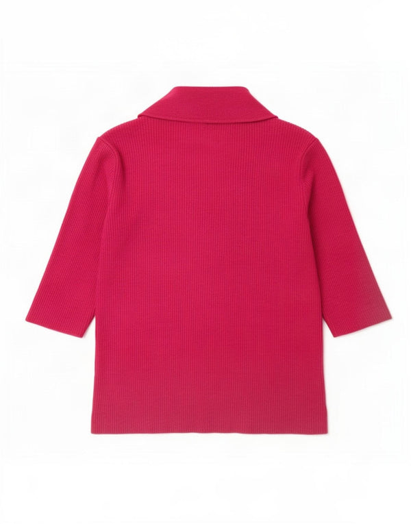 Toast Womens Short Sleeve Polo Neck Jumper Sweater UK 14 Medium Pink Wool