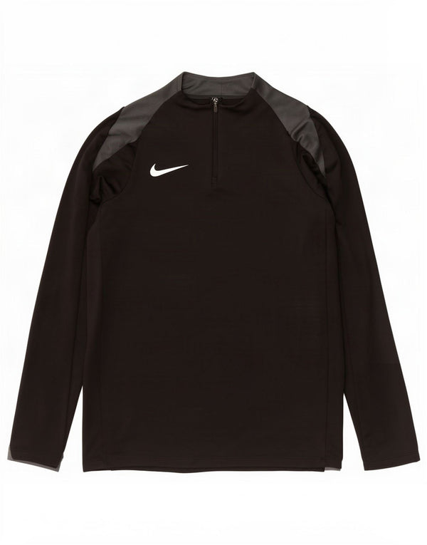 Nike Mens Dri Fit Zip Neck Pullover Tracksuit Top Large Black Polyester