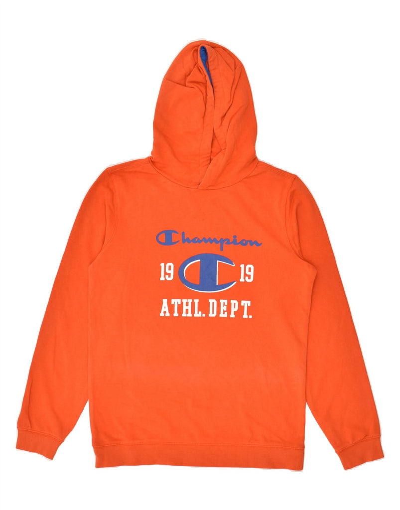 CHAMPION Boys Graphic Hoodie Jumper 13-14 Years XL Orange | Vintage Champion | Thrift | Second-Hand Champion | Used Clothing | Messina Hembry 