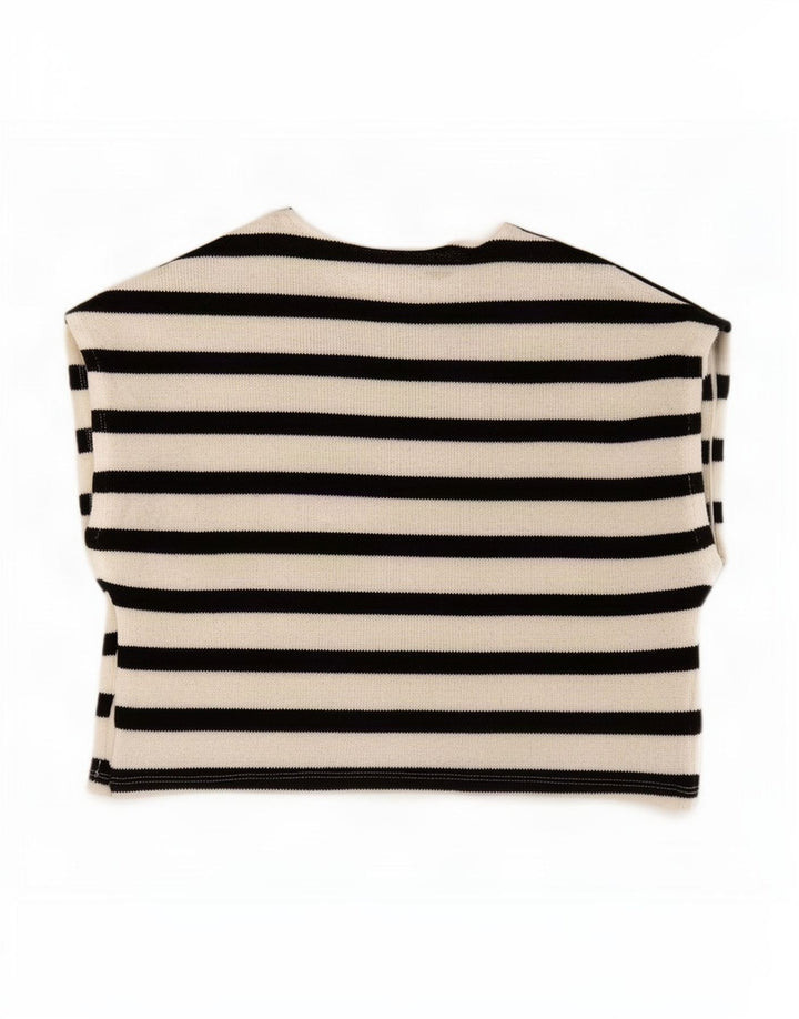 Zara Womens Sleeveless Crop Top UK 10 Small Black Striped Polyester