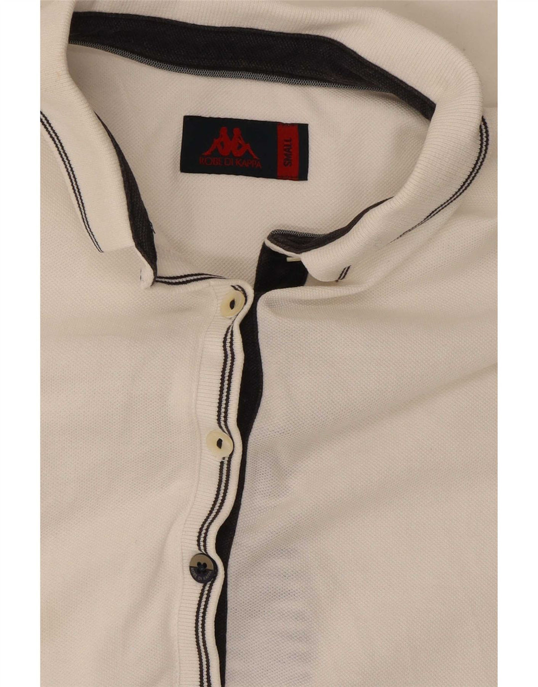 Kappa Womens Oversized Polo Shirt UK 10 Small White Striped Cotton