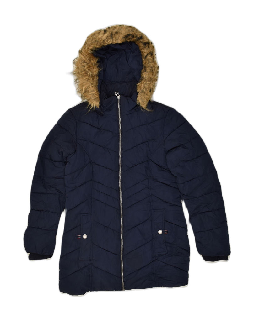 TOMMY HILFIGER Womens Hooded Padded Jacket UK 6 XS Navy Blue Polyester | Vintage Tommy Hilfiger | Thrift | Second-Hand Tommy Hilfiger | Used Clothing | Messina Hembry 