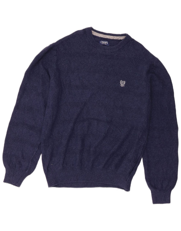 Chaps Mens Boat Neck Jumper Sweater Medium Navy Blue Striped
