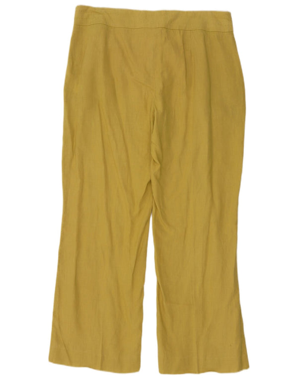 Zara Womens Wide Leg Casual Trousers XL W32 L30 Yellow Linen