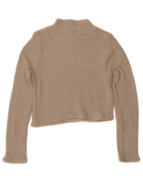 ZARA Womens Crop Turtle Neck Jumper Sweater UK 12 Medium Off White